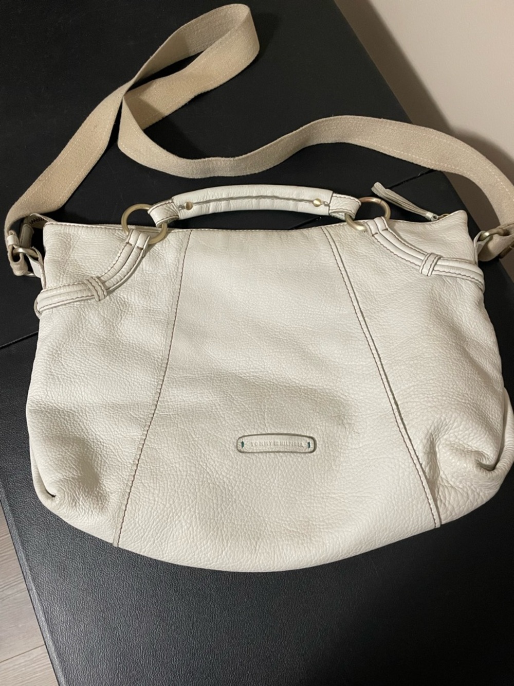 Tommy Hilfiger Cream Pebble Leather Bag *Selling As Is